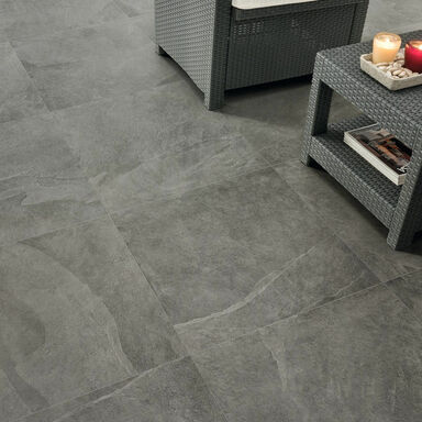 Keramik Terrassen Platten 2x60x60cm Schiefer Anthrazit