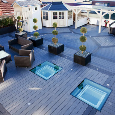 UPM ProFi Deck Terrasse in Steingrau und Nachtschwarz